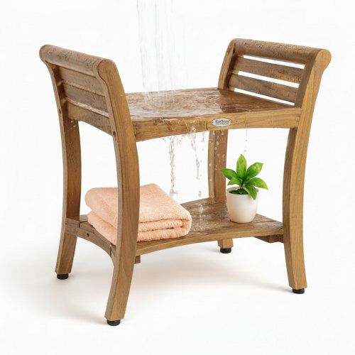 Wildon Home® Krehbiel EcoDecors, Contemporary Teak Shower Bench With Handles In Finish & Reviews | Wayfair