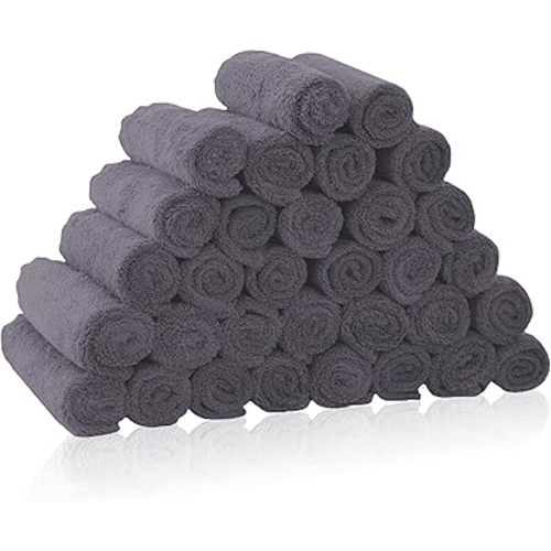 32 Pack Baby Washcloths - Luxury Coral Fleece - Extra Absorbent and Soft Wash Clothes for Newborns, Infants and Toddlers - Suitable for Sensitive Skin and New Born - Baby Shower - Grey, 10x10 Inch