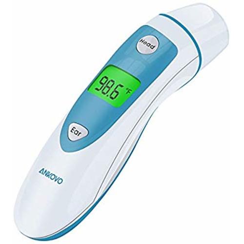 ANKOVO Thermometer for Fever Digital Medical Infrared Forehead and Ear Thermometer for Baby, Kids and Adults with Fever Indicator