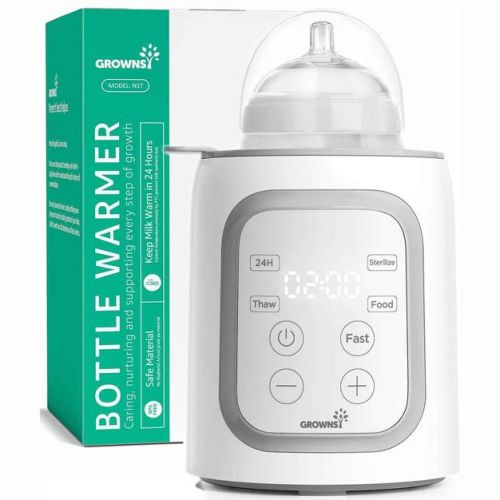 Grownsy Baby Bottle Warmer 10-in-1 with Timer ,Temperature Control,Defrost, Sterilizer, Heat Baby Food Jars Function