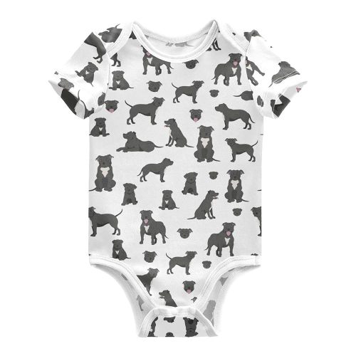 Aflyko Unisex Baby Bodysuit Pit Bull Dog Black Newborn Short Sleeve Baby Clothes