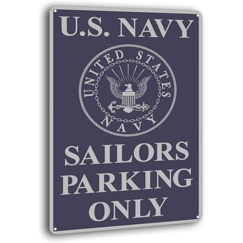 Vintage Signs Metal Wall Decor Plaques Poster US Navy Sailors Parking Only Tin Sign for Kitchen Patio Shop Beer 12 x 8 inches