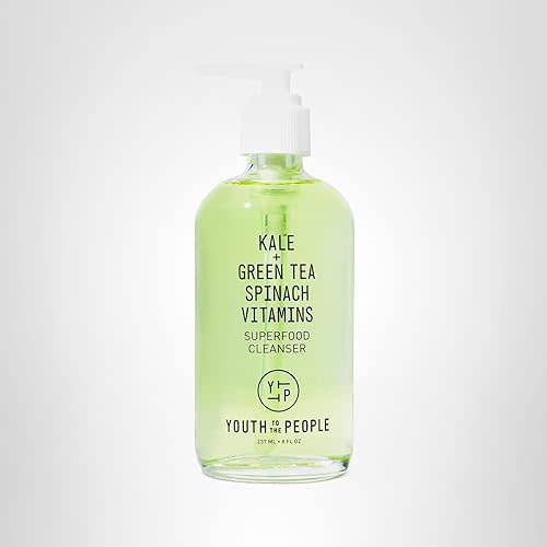 Youth To The People Superfood Facial Cleanser - Kale + Green Tea Daily Face Wash, Gentle Makeup Remover, with Soothing Antioxidants for Glowing Skin, pH Balance, Clean Pores, Sulfate-free, Refillable