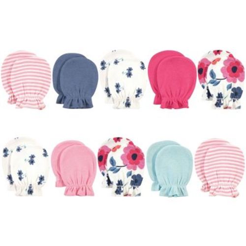 Touched by Nature Baby Girls Organic Cotton Scratch Mitten 10pk, Garden Floral, One Size