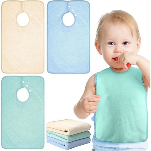 Hercicy Full Coverage Pullover Toddler Baby Bibs Terry Cloth Bibs with Snap Button for 0-4 Years Unisex Feeding Drooling