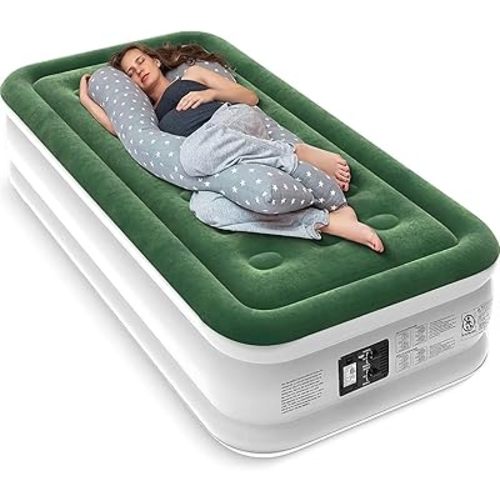 Air Mattress with Built in Pump - Upgraded Twin Blow Up Mattress, 2 Mins Quick Self Inflatable with Double Air Chamber,18"/550lbs Max, Strong Support, for Camping,Home,Guests,Portable Travel