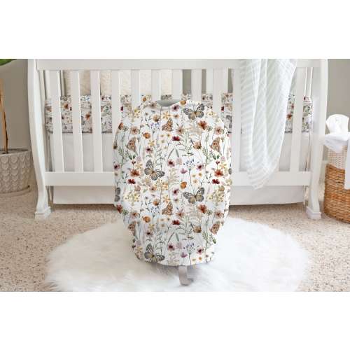 Wildflowers Car Seat Cover, Boho Floral Carseat, Monarch Butterfly Carseat Cover, Wildflowers Nursing Cover, Breast Feeding Cover - Bug