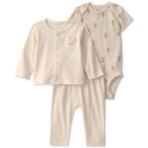 Baby Boys' Bear Layering Bodysuit, Cardigan and Pants, 3-Piece Set