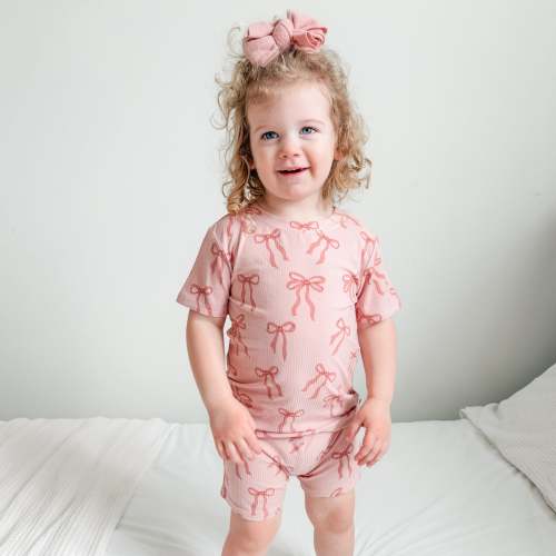 Coquette Bows Small Ribbed Shorts Two-Piece Set 18-24M