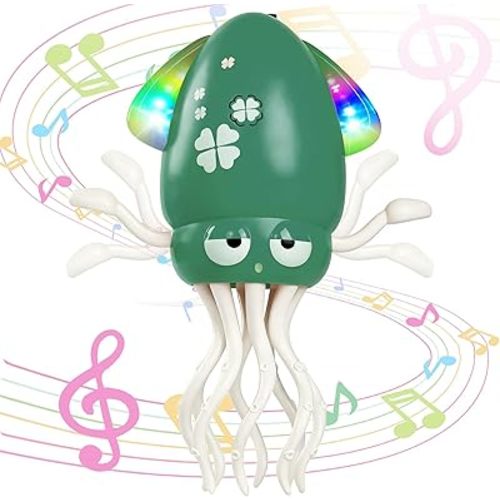 YOGINGO Electric Dancing Octopus Tummy Time Toy, Rechargeable Music Crawling Squid Toy for 1-6 Year Old Boys Girls, Ideal Christmas Birthday Gifts