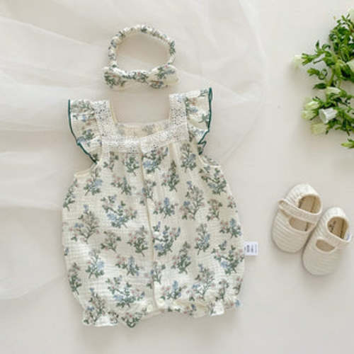 Vintage Paisley Romper With Headband | RYAN AND REMI