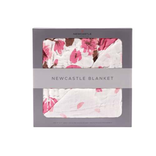 Cherry Blossom Bamboo Muslin Newcastle Blanket