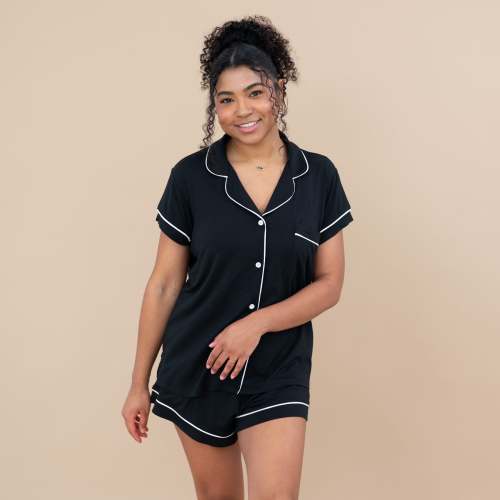 Women’s Short Sleeve Bamboo Pajama Set Midnight | Kyte Baby