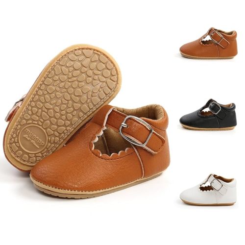 Meckior Infant Baby Girls Soft Sole Bowknot Princess Wedding Dress Mary Jane Flats Prewalker Newborn Light Baby Sneaker Shoes