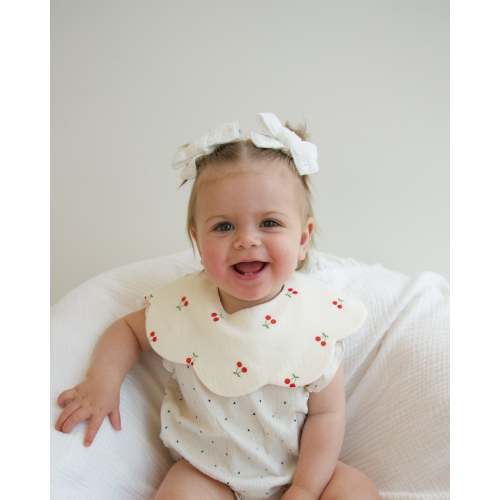 Reversible Organic Muslin Waterproof Bib - Cherries