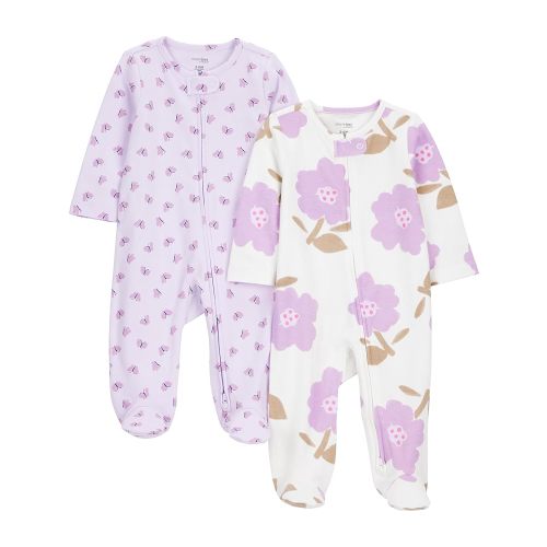 Simple Joys by Carter's Baby Girls' Cotton Footed Sleep and Play, Pack of 2
