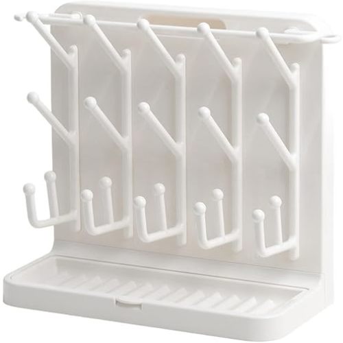 LUNELL Baby Bottle Drying Rack, Vertical Space-Saving Organizer for Countertop, Holds Bottles, Brushes, Pacifiers,Ivory White