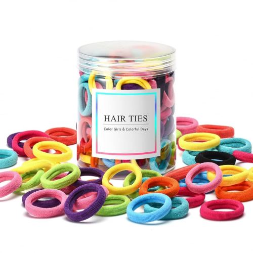 100 Pcs Baby Hair Ties, Seamless Cotton Toddler Hair Ties for Girls and Kids, Multicolor Small Soft Hair Elastics Ponytail Holders(10Colors)