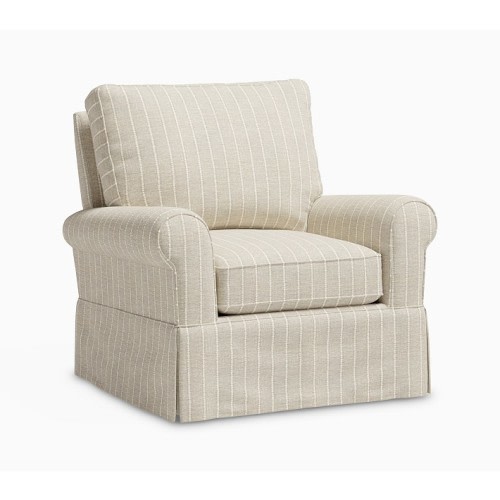 Comfort Upholstered Stationary Glider Performance Textured Stripe Natural