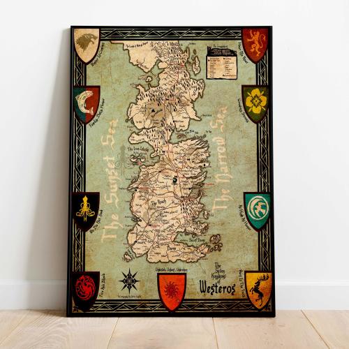 Westeros Map Poster | GOT Wall Art | Rolled Canvas Print | Gift Tv Show Poster • 2