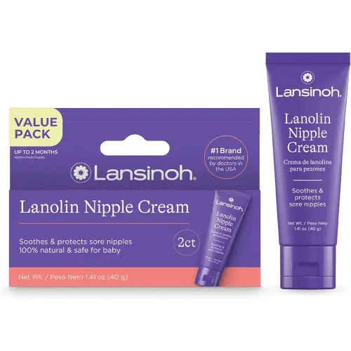 Lansinoh Lanolin Nipple Cream Safe for Breastfeeding Baby, 100% Natural Nipple Butter for Mom, Breastfeeding Essentials, 1.41 Ounces (2 Pack)