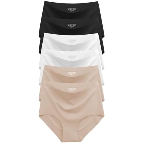Womens Underwear Seamless High Waisted Briefs Silky Stretch No Show Breathable Full Coverage Ladies Panties 6 Pack