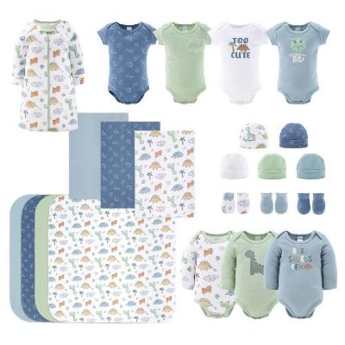 The Peanutshell Baby Saurus 23-Piece Layette Gift Set in Blue/Green 0-3 months