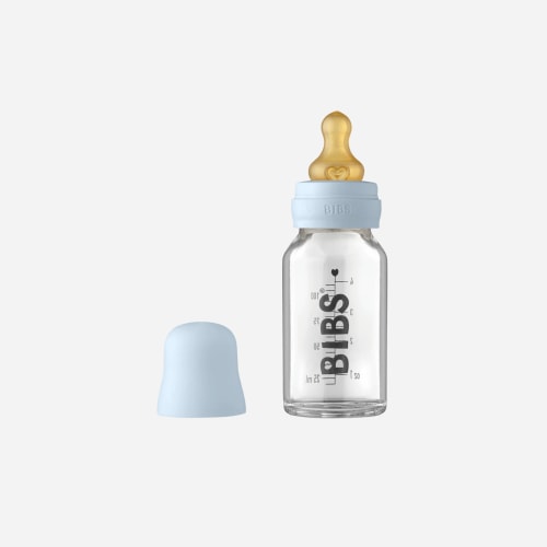 Glass Baby Bottle Complete Set 110ml - Baby Blue