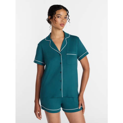 Joyspun Women's Dreamy Soft Collection Notch Collar Top and Shorts Pajama Set, 2-Piece, Sizes XS-3X
