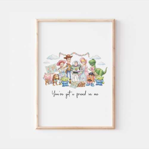 Toy Story Friend in Me Print, Newborn Kids Baby Disney Nursery Wall Art Woody Buzz Decor