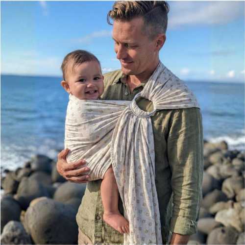 Organic Hemp Baby Ring Sling Carrier – Boho Baby Wrap for Newborn to Toddler