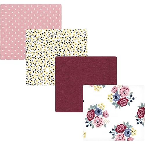 Hudson Baby Unisex Baby Cotton Flannel Receiving Blankets, Blush Navy Floral, One Size