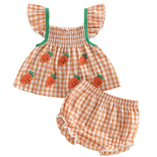Mubineo Baby Girl Summer Clothes Cute Ruffle Tops Dress Shorts Outfits Set Infant Toddler Shrit Bloomers Princess Outfit