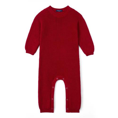 Baby Knit Romper Snap Closure in Red Xmas