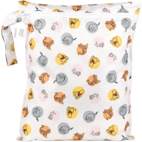Bumkins Disney Waterproof Wet Bag for Baby, Travel, Swim Suit, Cloth Diapers, Pump Parts, Pool, Gym Clothes, Toiletry, Strap to Stroller, Daycare, Zip Reusable Bag, Packing Pouch, Winnie the Pooh
