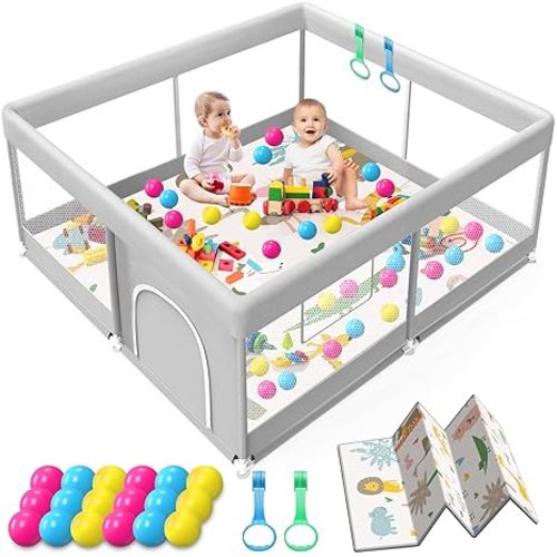 Baby Playpen 65×50Inch, Playpen for Babies and Toddlers, Play Pen Pin Indoor Outdoor Baby Play Fence