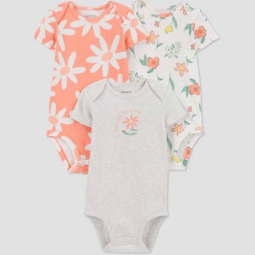 Carter's Just One You® Baby Girls' 3pk Bodysuit, Color: Coral Orange, Size: Newborn