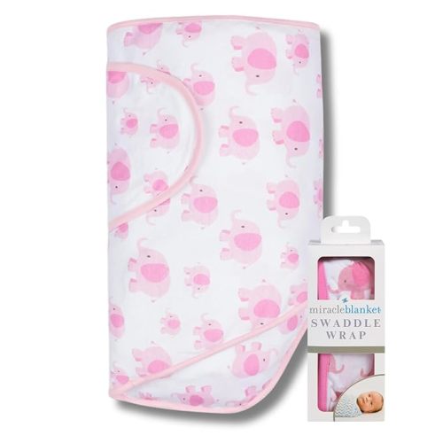Swaddle Wrap - Boy, Girl, or Neutral Receiving Baby Blanket - Soft, Wearable Sleep Sack Essential for Newborns and Infants (Pink Elephants)