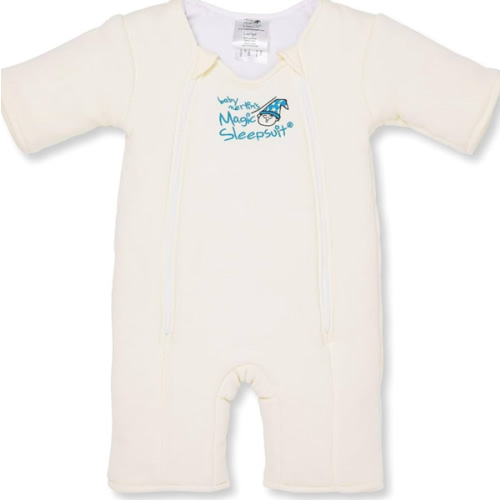 Baby Merlin's Magic Sleepsuit - Cotton Baby Swaddle Transition Product - Soft and Breathable Design, Double Zipper for Easy Diaper Changes, Promotes Safe Sleep - Cream - Small 12-18lbs