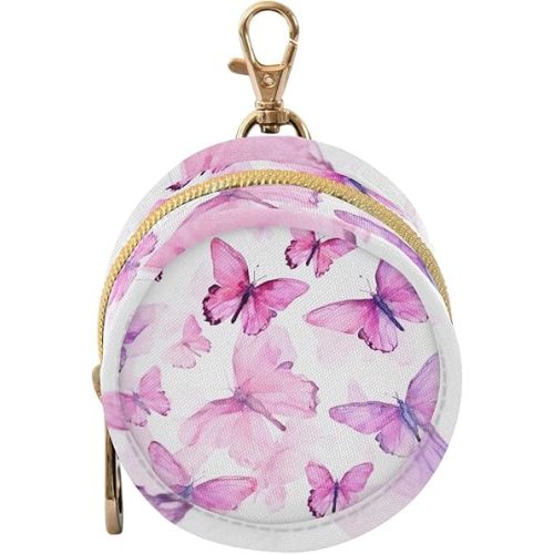 YETTASBIN Butterfly Portable Pacifier Holder Case with Metal Hook Buckle & Zipper for Diaper Bag and Stroller, Versatile All-in-One Travel-Friendily Baby Pacifier Pouch for Boy Girl