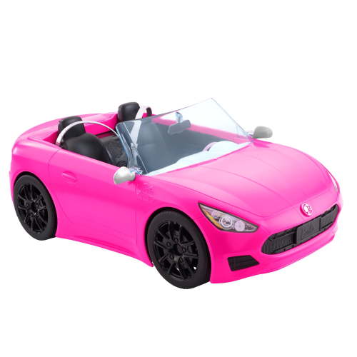 Free Shipping! Barbie Convertible Toy Car, Bright Pink with Seatbelts, Rolling Wheels, Fits 2 Dolls, for Ages 3