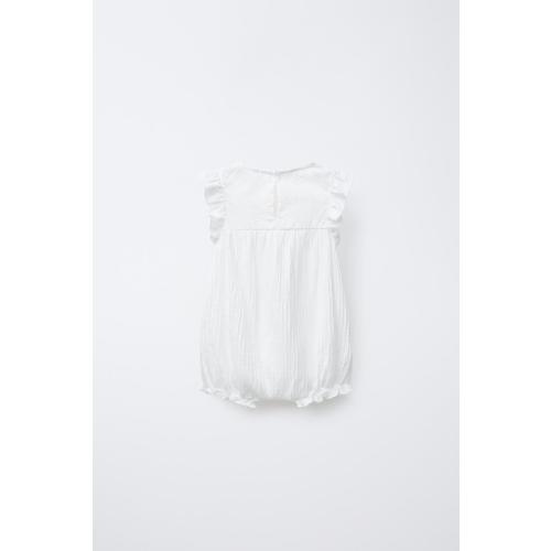 SWISS EMBROIDERED TEXTURED ROMPER - Oyster-white | ZARA United States