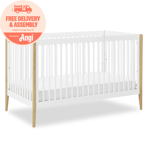 Delta Children Casey 4-in-1 Convertible Crib, Bianca White/Natural