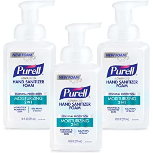 Purell Advanced Hand Sanitizer 2in1 Moisturizing Foam, Naturally Fragranced with Essential Oils, 10 oz Pump Bottle (Pack of 3), 3002-06-EC