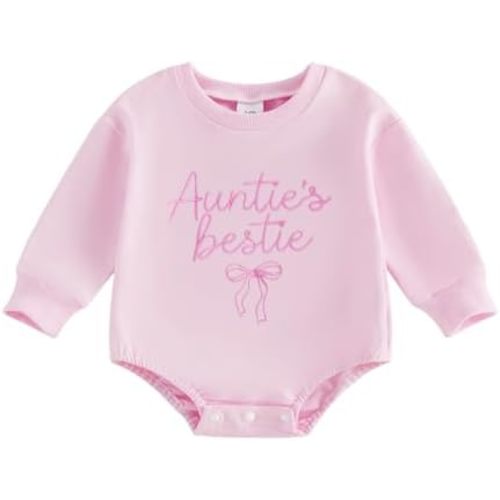 Infant Baby Girl Long Sleeve Romper Sweatshirt Crewneck Pullover Letter Bow Embroidery Fall Winter Clothes