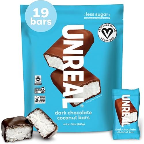 UNREAL Dark Chocolate Coconut Bars | Vegan, 3g Sugar, & 3 Simple Ingredients | Non-GMO, Gluten Free, & Fair Trade | 10oz Bag