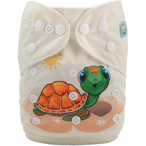 ALVABABY Baby Cloth Diaper One Size Adjustable Washable Reusable for Baby Girls and Boys 1 Pack with 2 Inserts YD152-2T