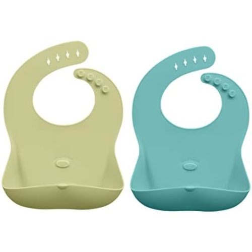 Abiie Ruby Wrapp Silicone Bibs for Babies with Front Pocket - Waterproof Bib - Stain Resistant - Silicone Toddler Bibs