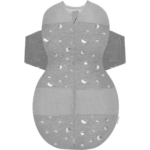 Happiest Baby SNOO Sleep Sack - 100% Organic Cotton Baby Swaddle Blanket - Doctor Designed Promotes Healthy Hip Development (Graphite Planets, Small)