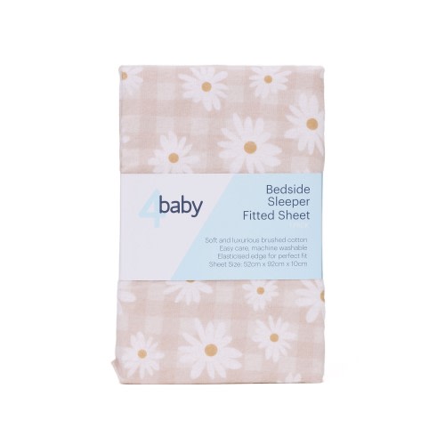 4Baby Flannel Bedside Sleeper Fitted Sheet Checkered Daisy